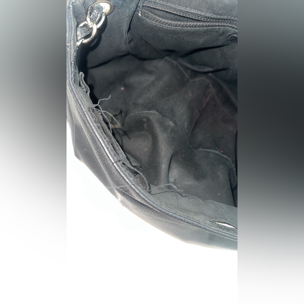 Preowned Authentic Chanel Black Caviar Leather, Pleated Half Moon Flap Bag - Picture 15 of 16
